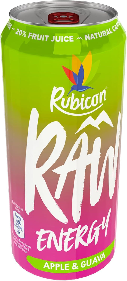 Rubicon RAW (Apple & Guava) 500ml Energy Drink, pack of12