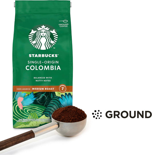 STARBUCKS Single-Origin Colombia, Medium Roast, Ground Coffee 200g (Pack of 6)