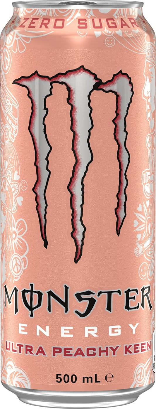 Monster Energy Drink Ultra Peachy Keen Energy Drink Cans 24 x 500mL