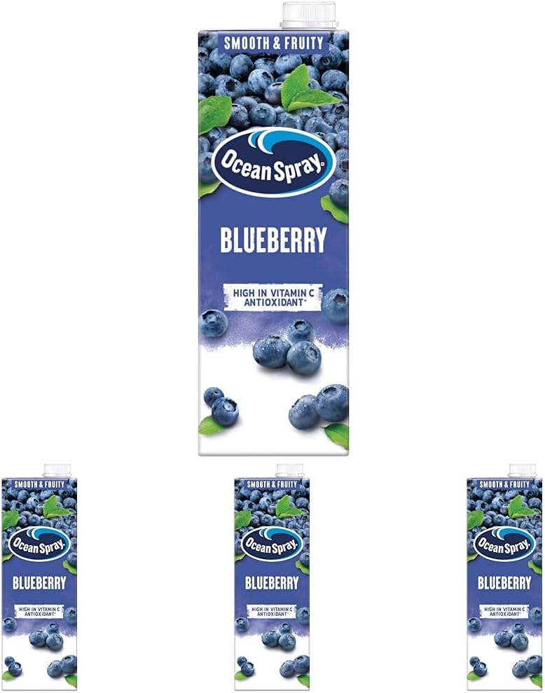 Ocean Spray Blueberry Juice Drink - 1L - Rich in Vitamin C - Naturally Sweetened Fruit Juice - High in Antioxidants - No Artificial Colours or Flavours (Pack of 4)