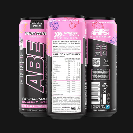 ABE Pre Workout Cans (Fruit Candy), Pack of 12