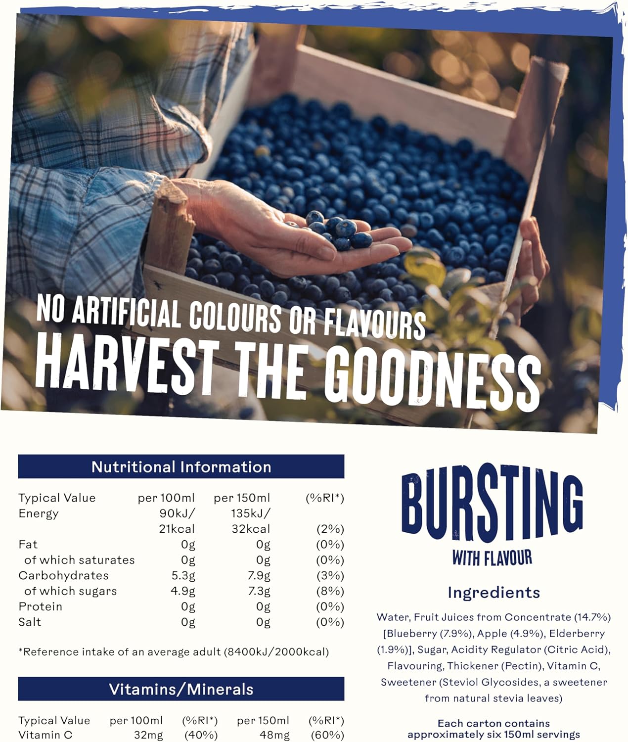 Ocean Spray Blueberry Juice Drink - 1L - Rich in Vitamin C - Naturally Sweetened Fruit Juice - High in Antioxidants - No Artificial Colours or Flavours (Pack of 4)