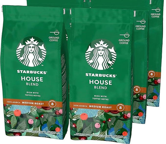 STARBUCKS House Blend, Medium Roast, Ground Coffee 200g (Pack of 6)